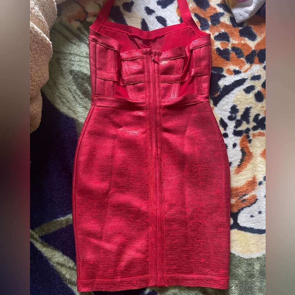 Marlen metallic bandage mini dress fashion nova red